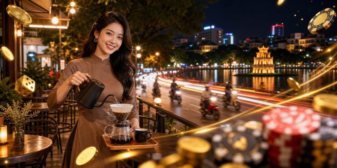 Người dùng tính toán chiến lược cá cược tại quán cà phê Hà Nội